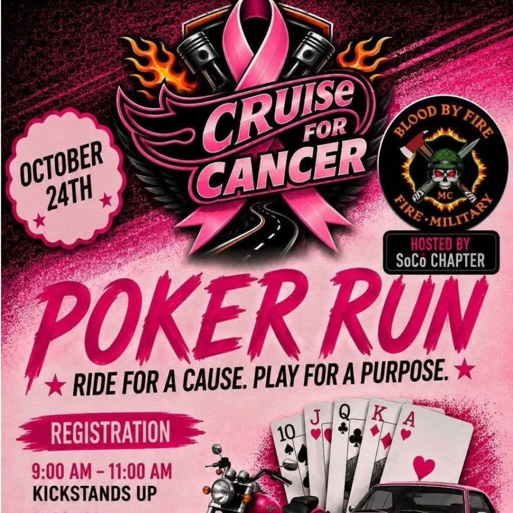 Cruise for Cancer Poker Event. Saturday, October 24, 2026 at 9:00 AM. Click here for more information.