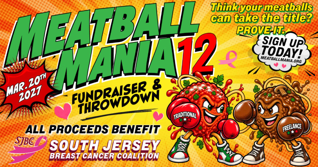 Meatball Mania 12, March 20, 2027 at 3 PM. Tickets and more information available on www.meatballmania.org